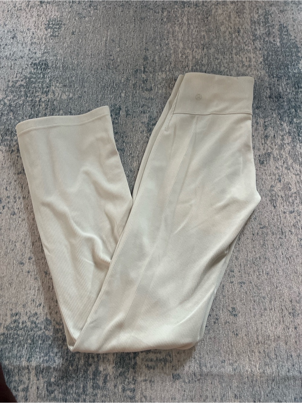 Lululemon High-Waist Cream Ribbed Leggings